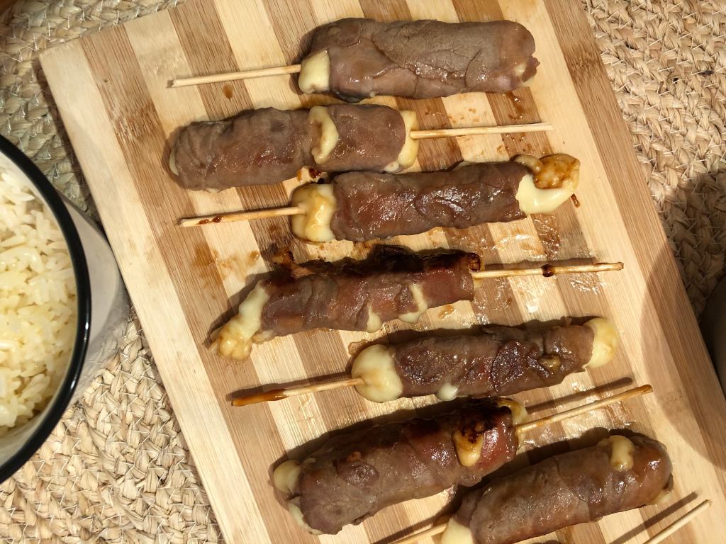 brochette boeuf au fromage et riz