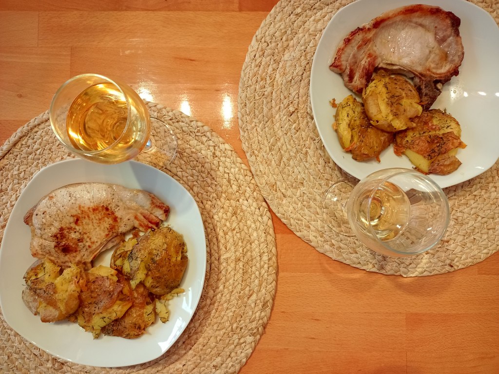 Ecrasée de pommes de terre et côte de porc